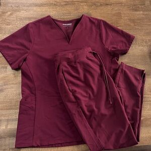 Mandala Women's Burgundy Scrub Set